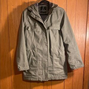 prAna dark olive green cotton jacket